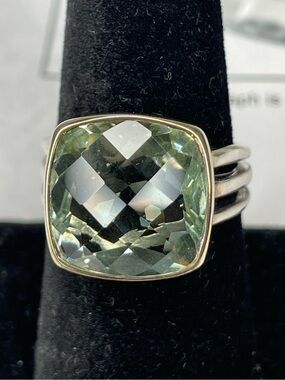 Effy Two-Tone Gold and Silver amethyst Stone Cutout Women's Ring Size 8